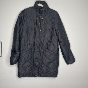 Quince Quilted Jacket Womens Small Black Featherless Quilted Long Full Zip